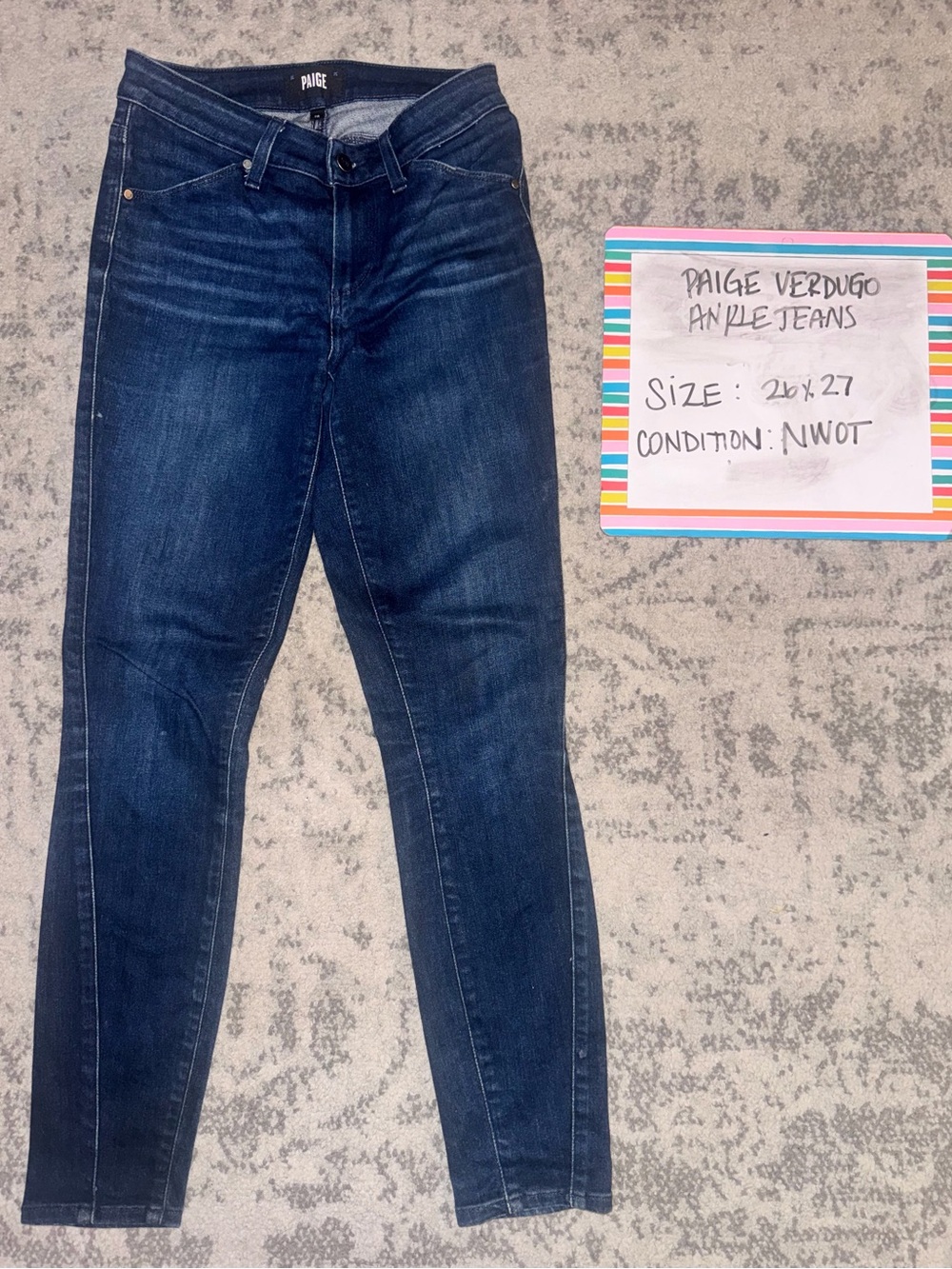 PAIGE Verdugo Ankle Jeans - Dark Blue Skinny 26x 27